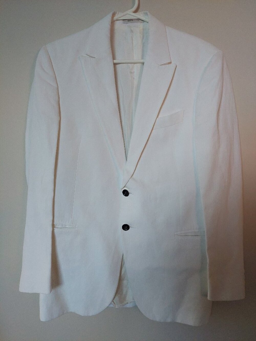Armani Collezioni Men’s US 38 White Single-breasted Blazer Linen Viscose